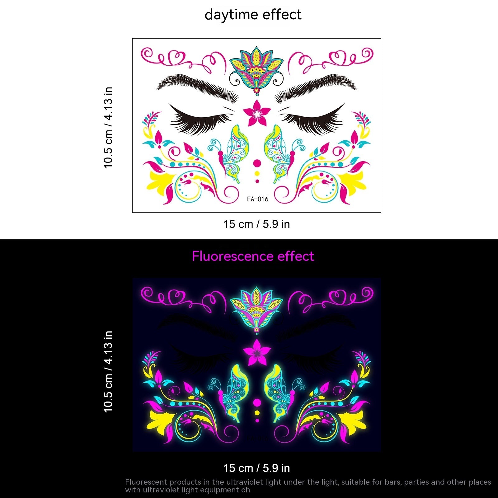 Music Festival Fluorescent Face Pasters Waterproof Nightclub Masquerade