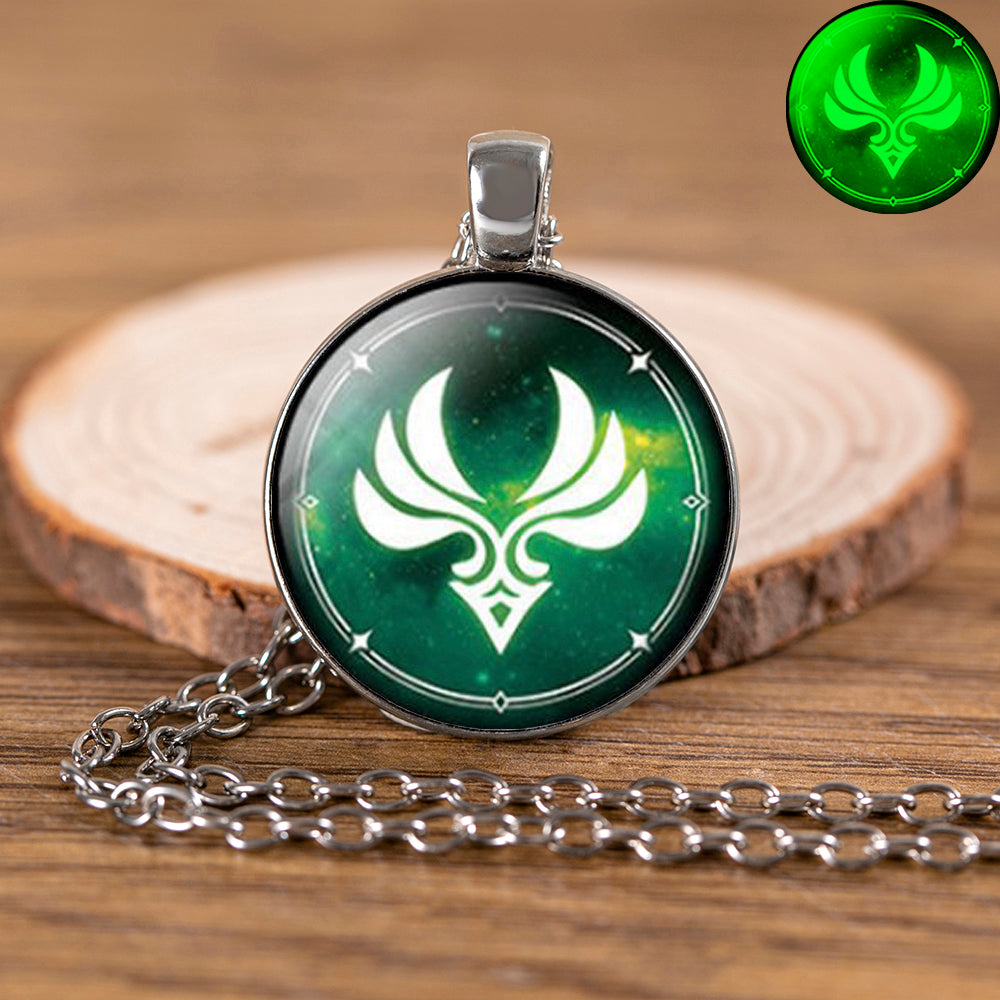 Genshin Impact Glow In The Dark Necklace Glass Pendant Luminous Necklaces