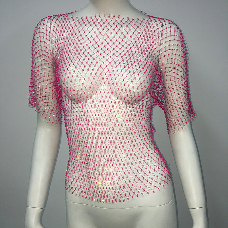 Spicy Vest Fishnet Short Sleeve Top