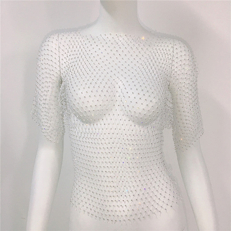 Spicy Vest Fishnet Short Sleeve Top