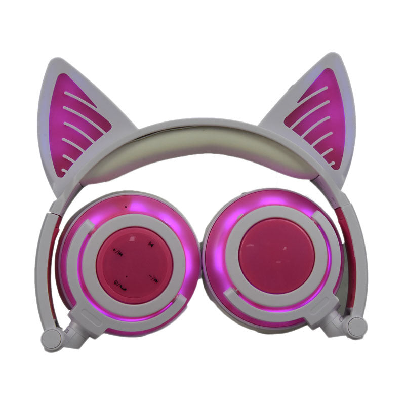 Cat ears glow charging wireless Bluetooth headset fold up
