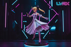Figurine of a character in a white outfit with a sword on a white background
