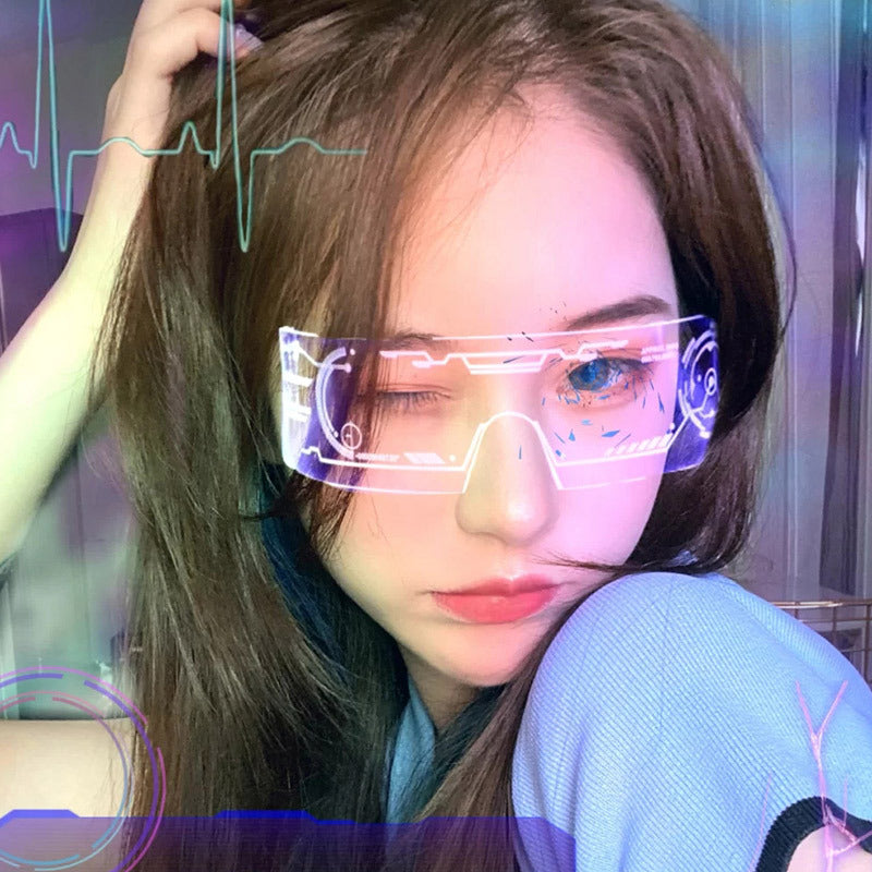 Punk Futuristic Technology Sense Glasses Photo Sci-fi Glow