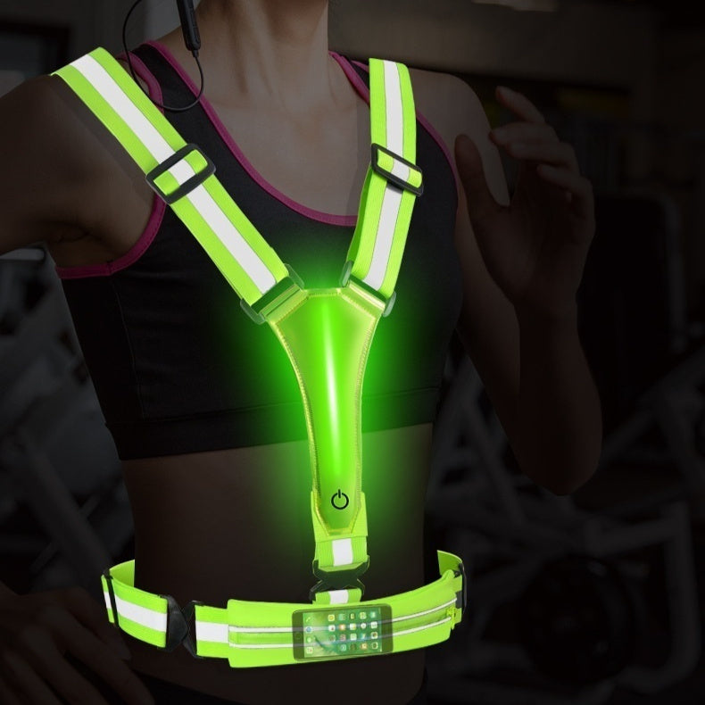 Night Running And Cycling Reflective Vest With Rechargeable Glow