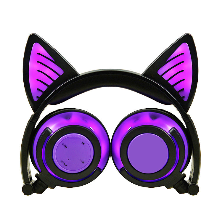 Cat ears glow charging wireless Bluetooth headset fold up