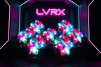 Colorful LED feather toys on a dark background
