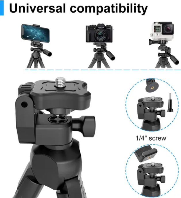 Portable And Adjustable Flexible Phone Tripods Camera Stand Holder With Wireless Remote And Universal Phone Mount