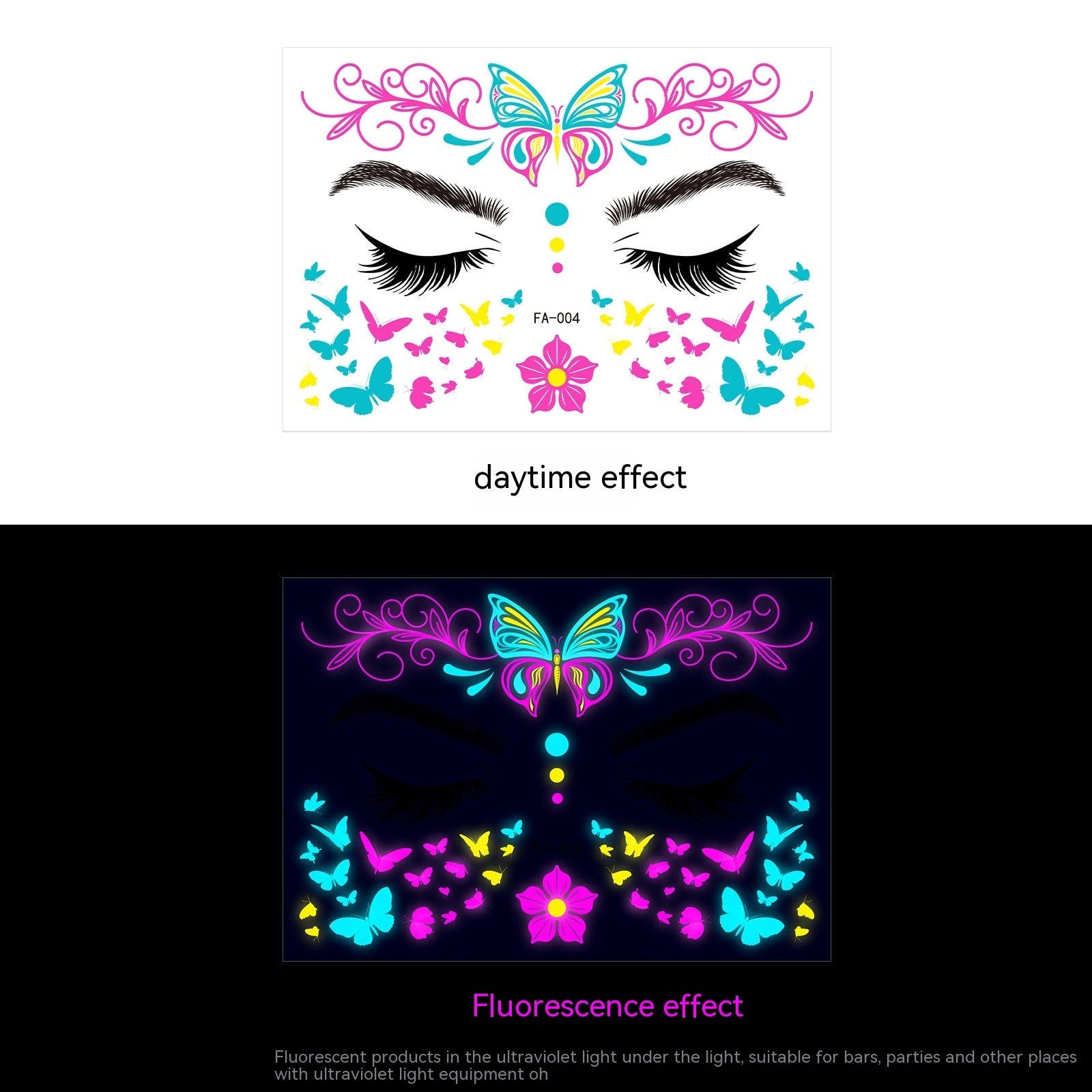 Music Festival Fluorescent Face Pasters Waterproof Nightclub Masquerade