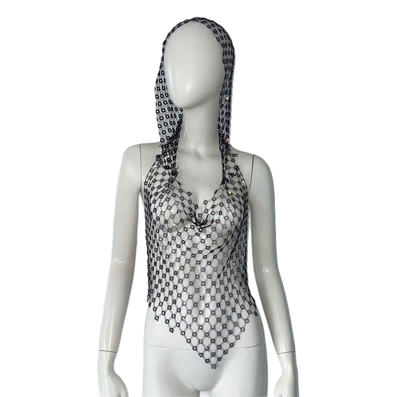 Hollow Rhinestone Fishnet Cami