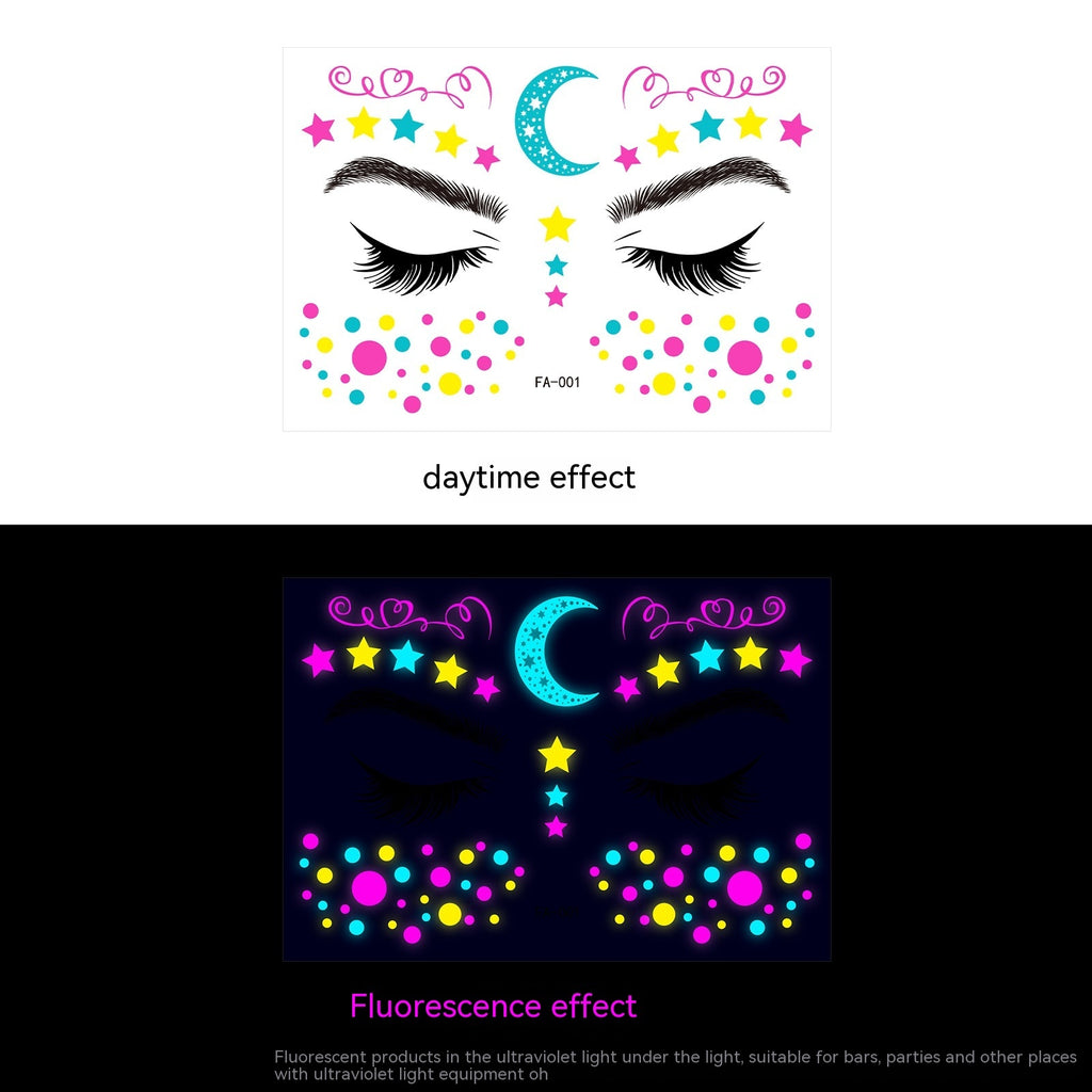 Music Festival Fluorescent Face Pasters Waterproof Nightclub Masquerade