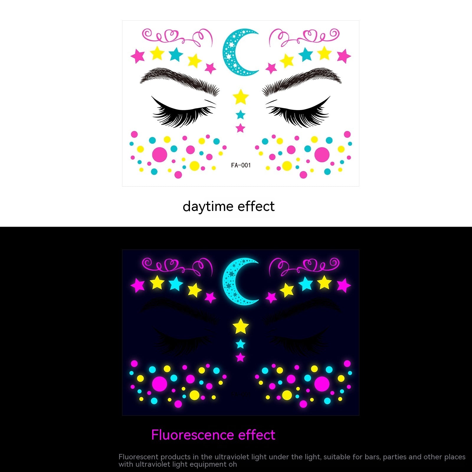 Music Festival Fluorescent Face Pasters Waterproof Nightclub Masquerade