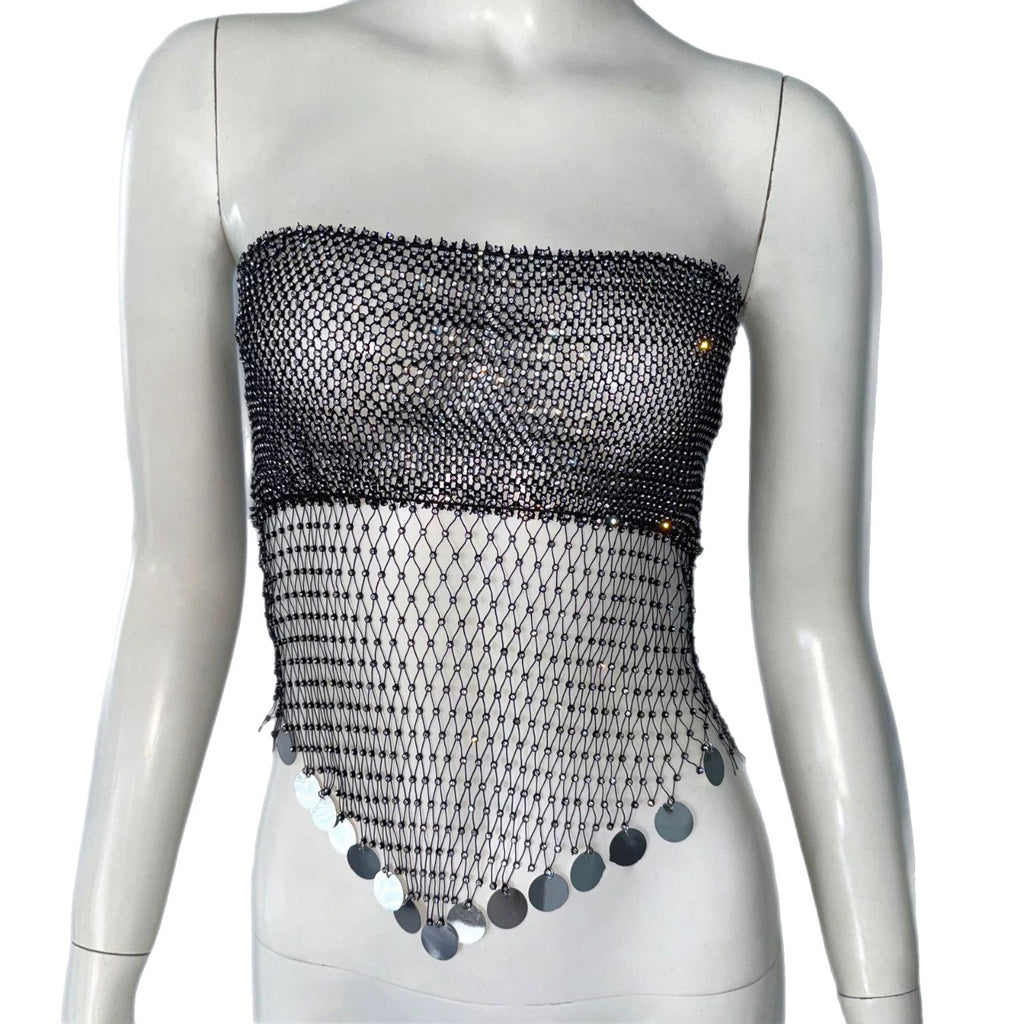 Rhinestone Fishnet Tube Top