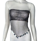 Rhinestone Fishnet Tube Top