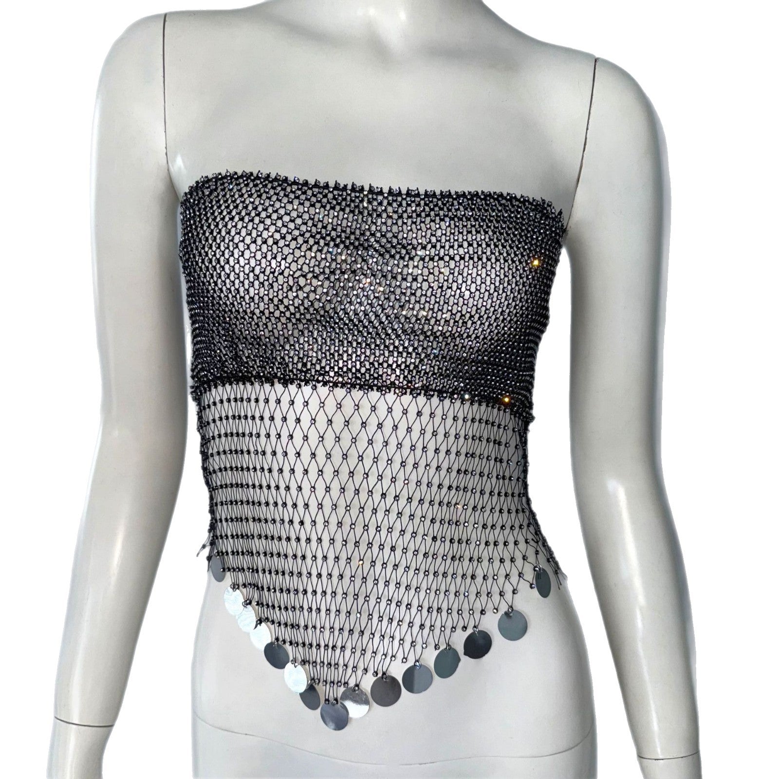 Rhinestone Fishnet Tube Top