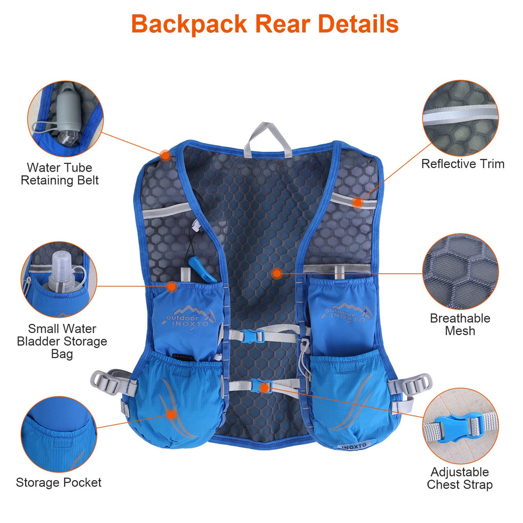 1Pc Sport Hydration Vest Running Backpack With 15oz 50oz Water Bladder Adjustable Strap Storage Bag For Trail Running Marathon Race Hiking