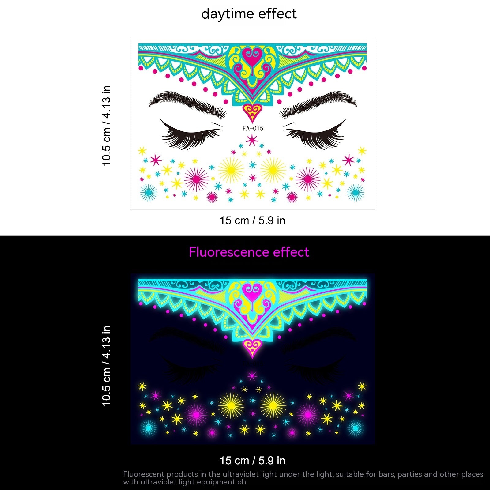 Music Festival Fluorescent Face Pasters Waterproof Nightclub Masquerade
