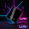 Black electronic device with digital display on a white background