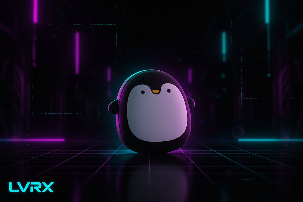 Penguin-shaped black case on an open book