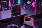 Two electronic devices with digital displays on a reflective surface with a purple gradient background.