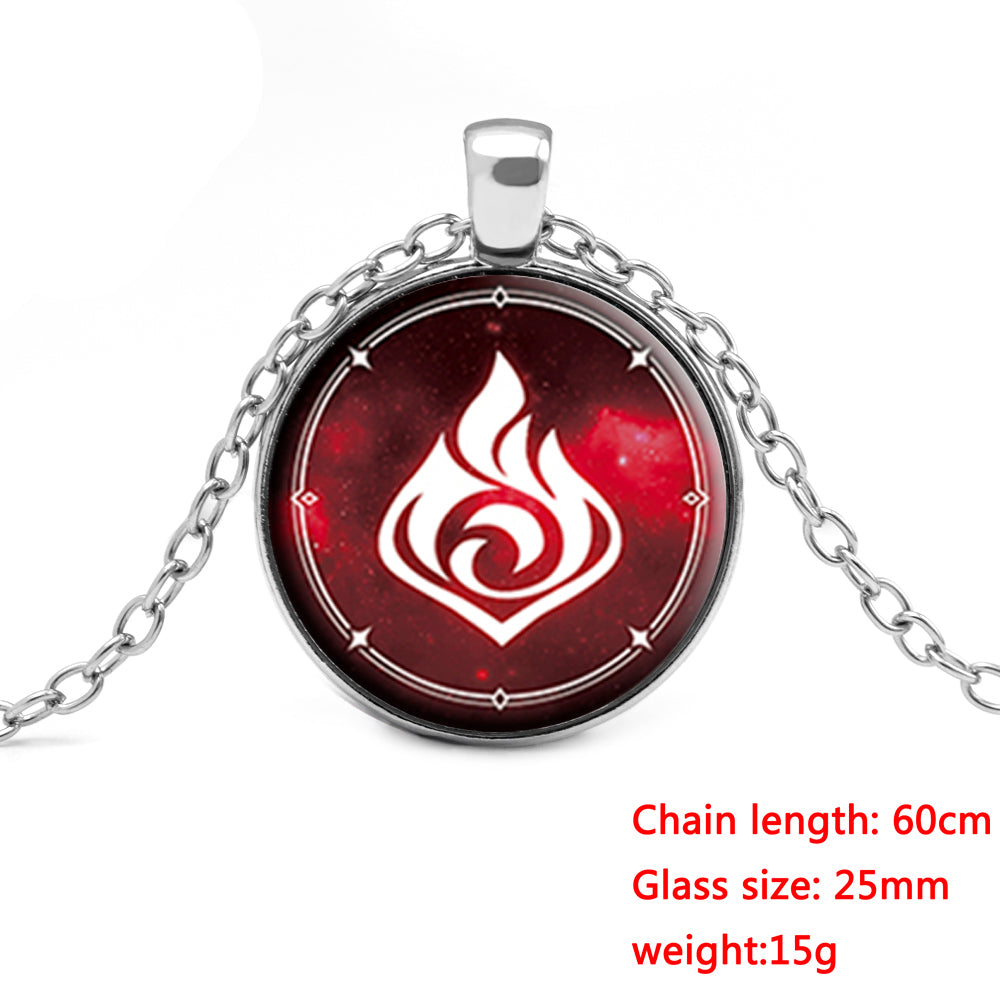 Genshin Impact Glow In The Dark Necklace Glass Pendant Luminous Necklaces