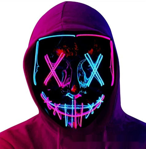 Scary face with blood horror thriller LED glow mask