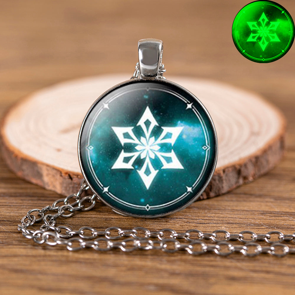 Genshin Impact Glow In The Dark Necklace Glass Pendant Luminous Necklaces