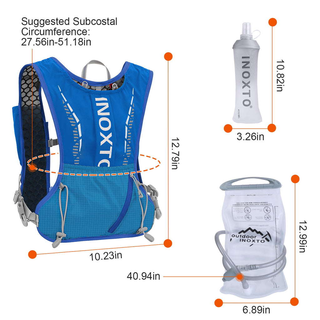 1Pc Sport Hydration Vest Running Backpack With 15oz 50oz Water Bladder Adjustable Strap Storage Bag For Trail Running Marathon Race Hiking