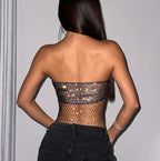 Rhinestone Fishnet Tube Top