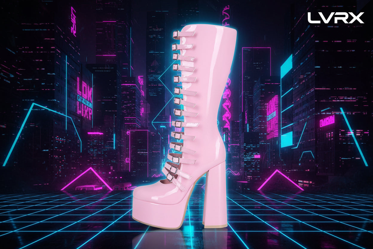 Pink platform boot