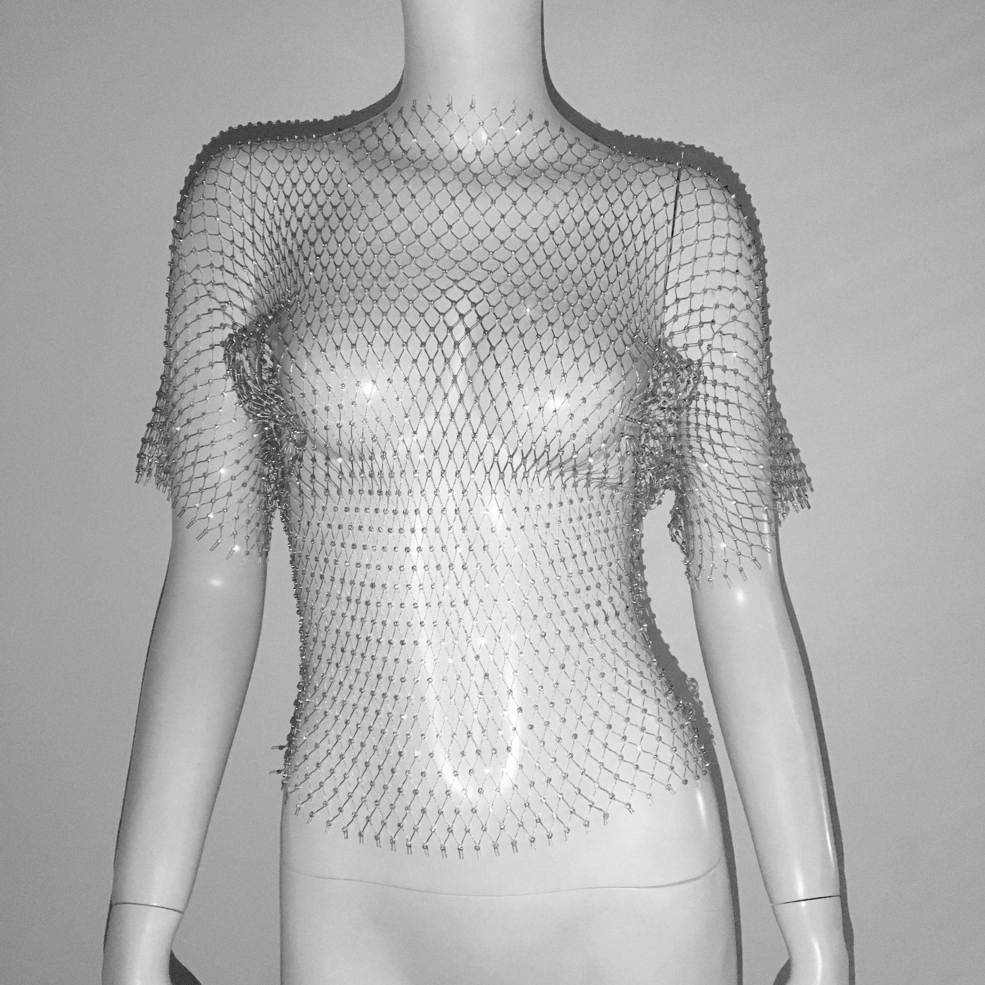 Spicy Vest Fishnet Short Sleeve Top