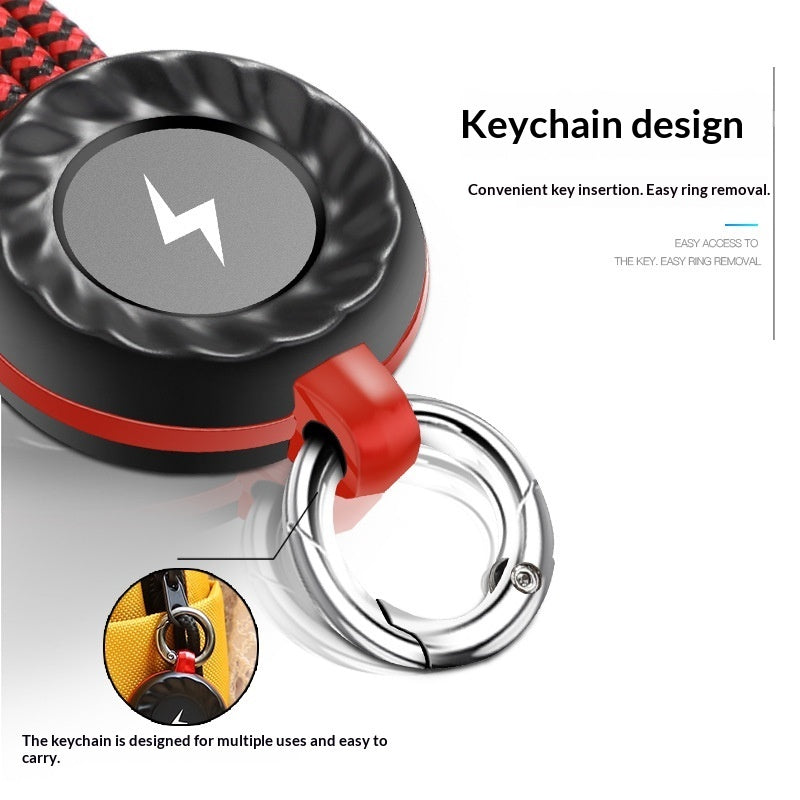 Glow Keychain Compatible With Android Type-C 3-in-1 Braided Fast Charging Cable