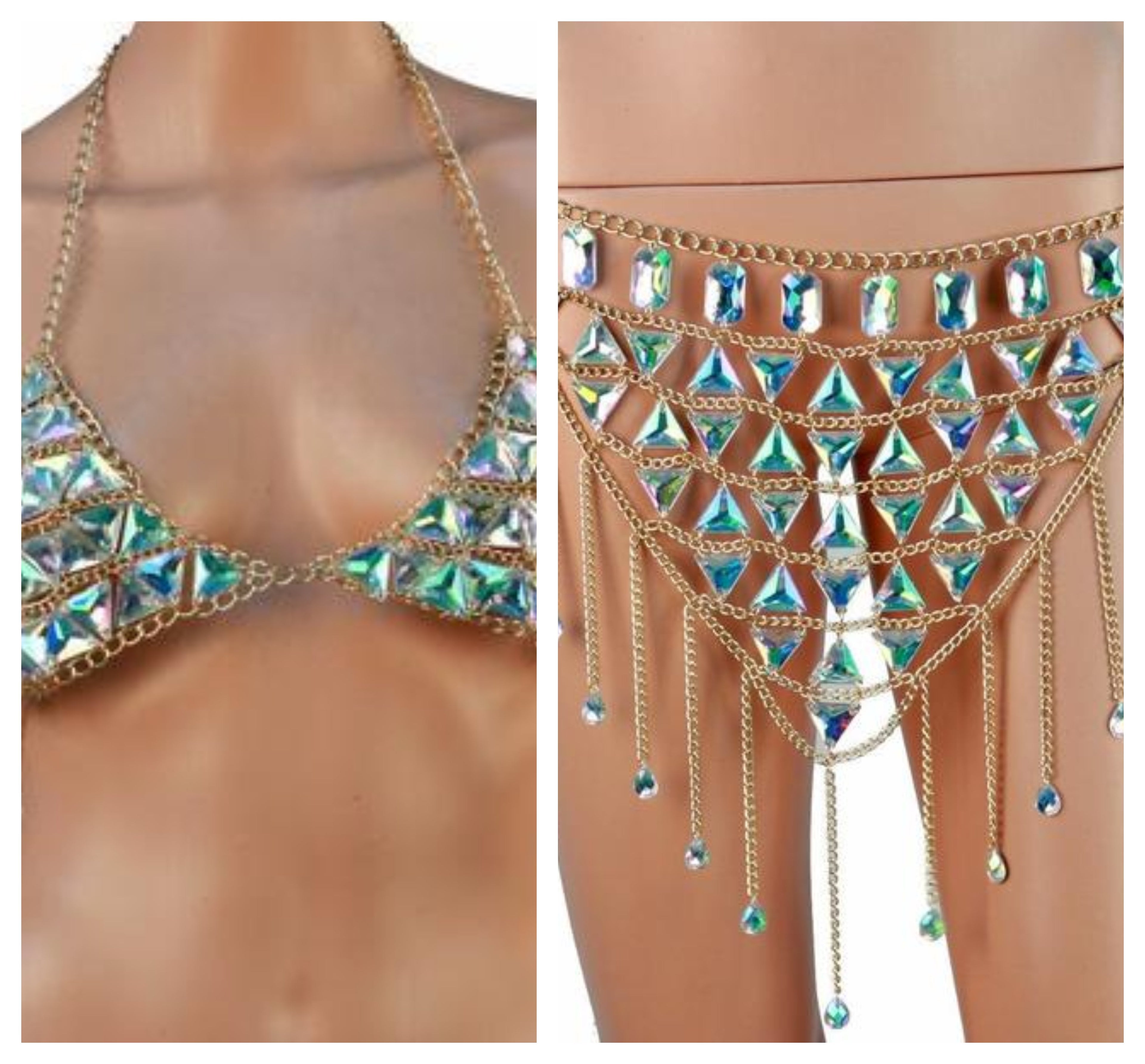 Belly Waist Chain & Bra Festival Set