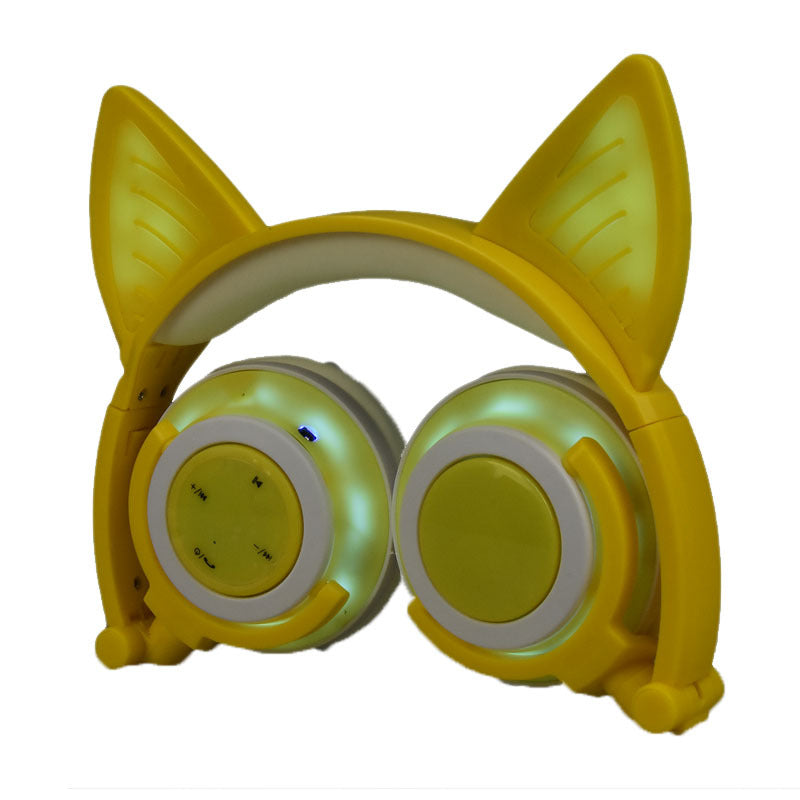 Cat ears glow charging wireless Bluetooth headset fold up