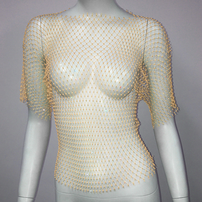 Spicy Vest Fishnet Short Sleeve Top