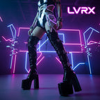 Black platform boots with buckles
