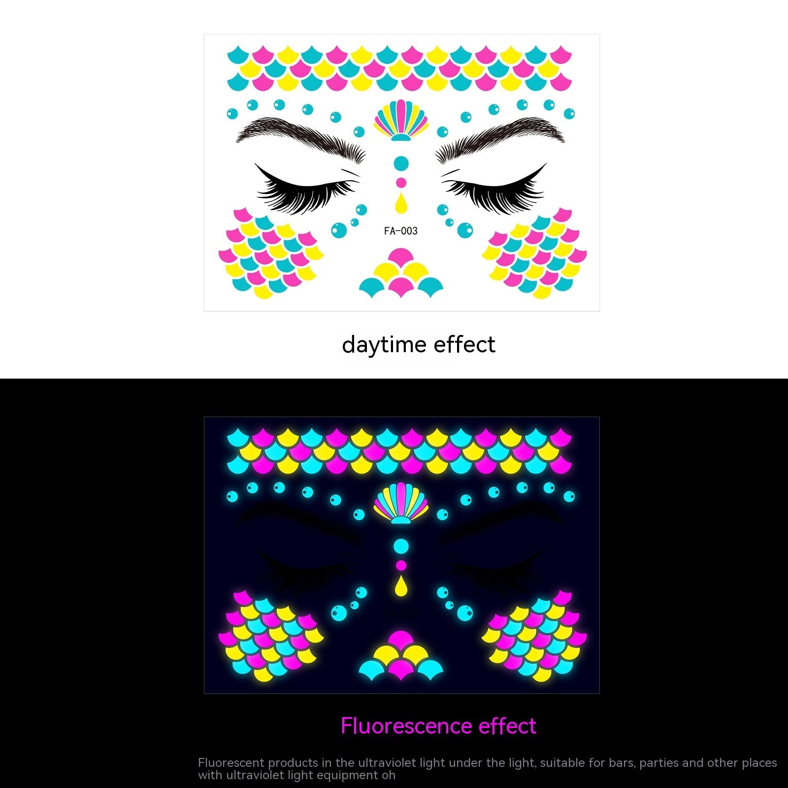 Music Festival Fluorescent Face Pasters Waterproof Nightclub Masquerade