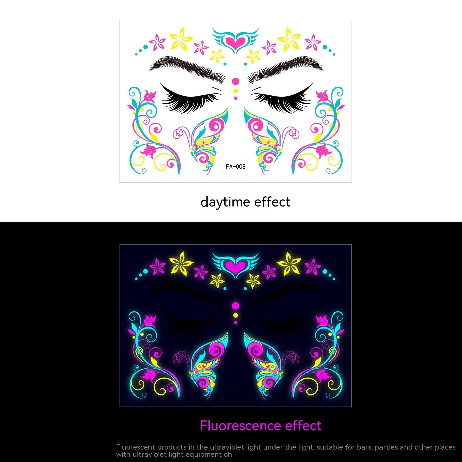 Music Festival Fluorescent Face Pasters Waterproof Nightclub Masquerade