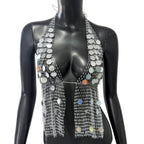 Sequin Rhinestone Fishnet Sling