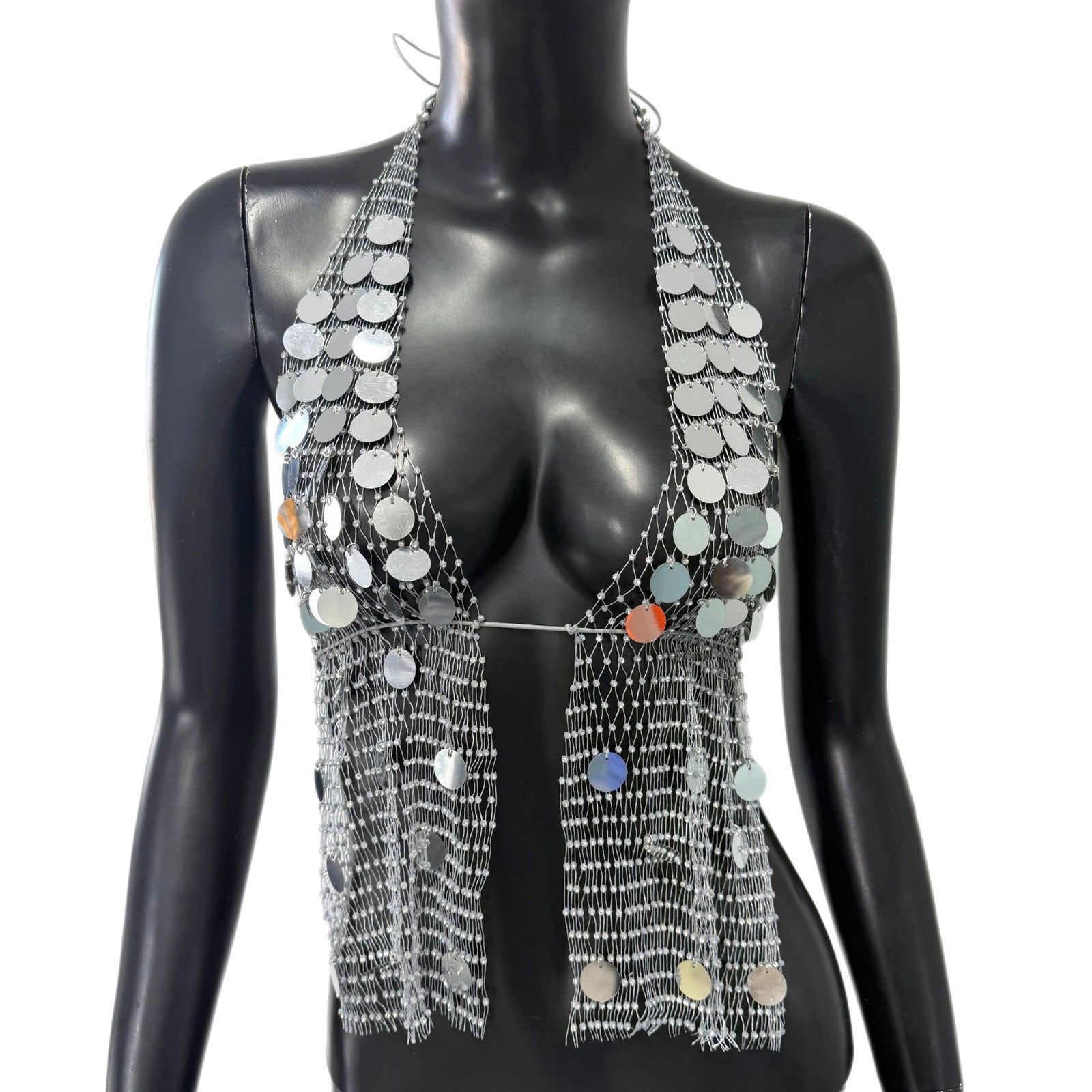 Sequin Rhinestone Fishnet Sling
