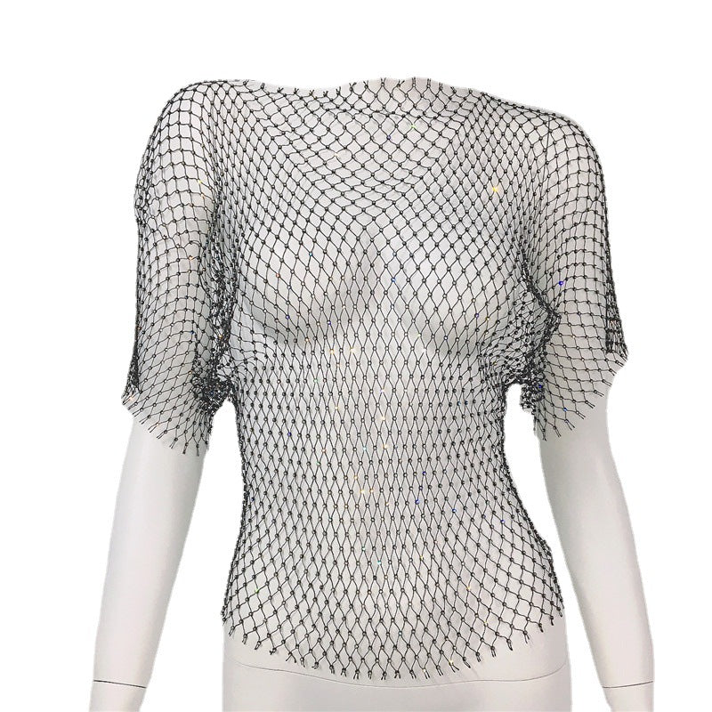 Spicy Vest Fishnet Short Sleeve Top