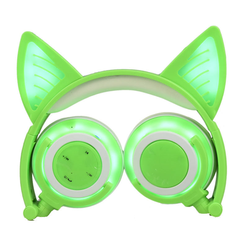 Cat ears glow charging wireless Bluetooth headset fold up