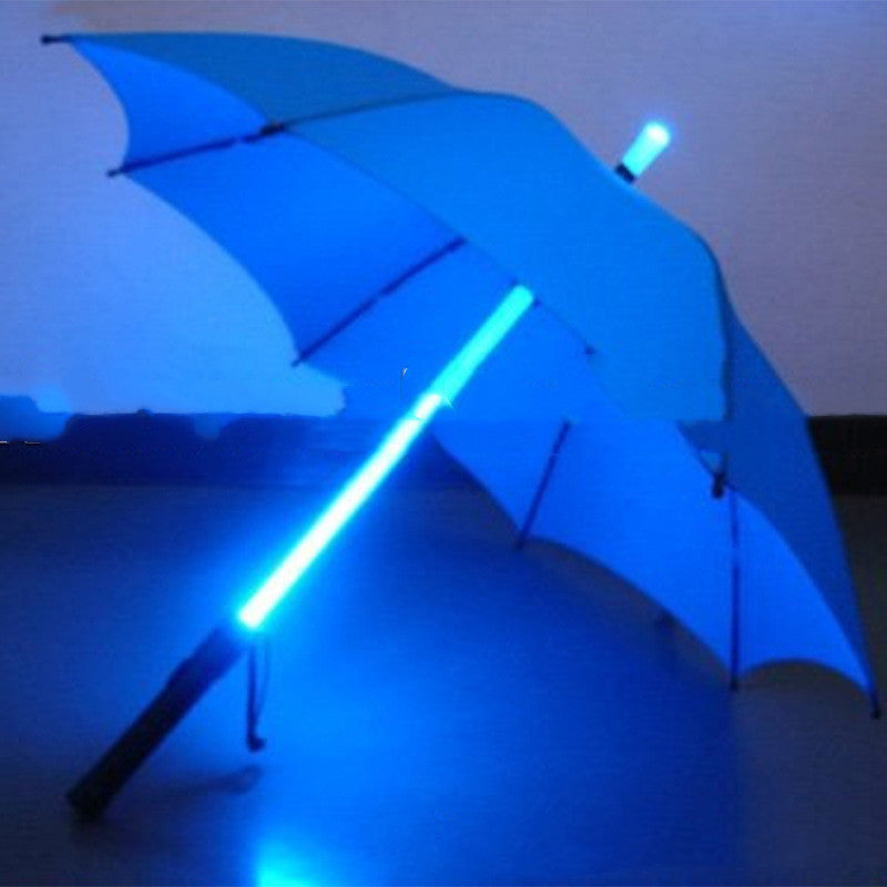 LED Illuminated Umbrella 8-Rib Mid-Handle Fashionable Long-Handle Glow-in-the-Dark Flashlight Umbrella