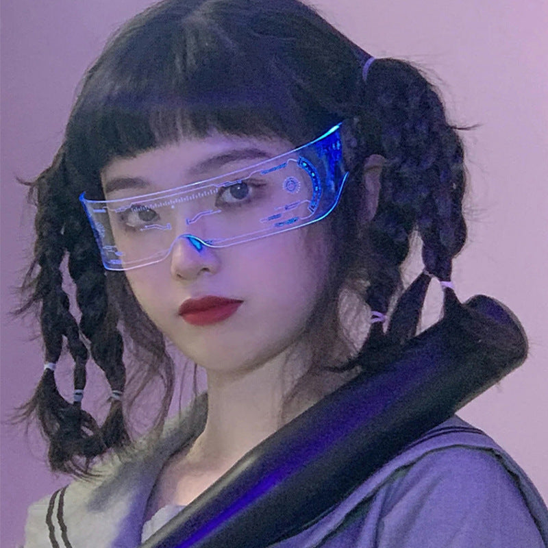 Punk Futuristic Technology Sense Glasses Photo Sci-fi Glow