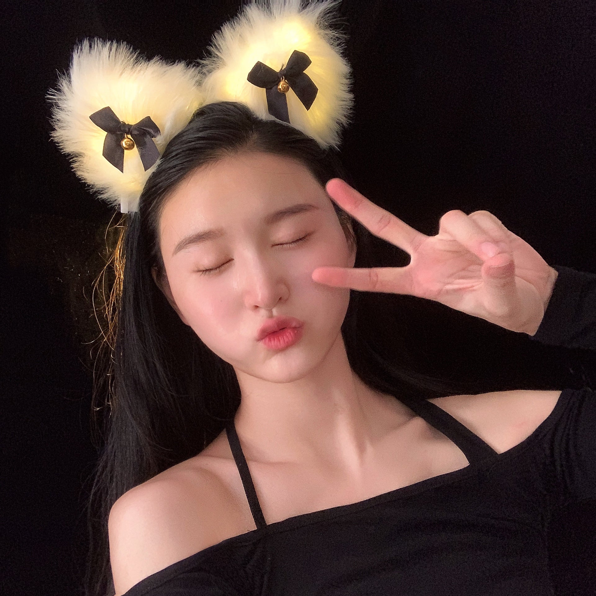 Glow Plush Bell Fox Cat Ear Headband
