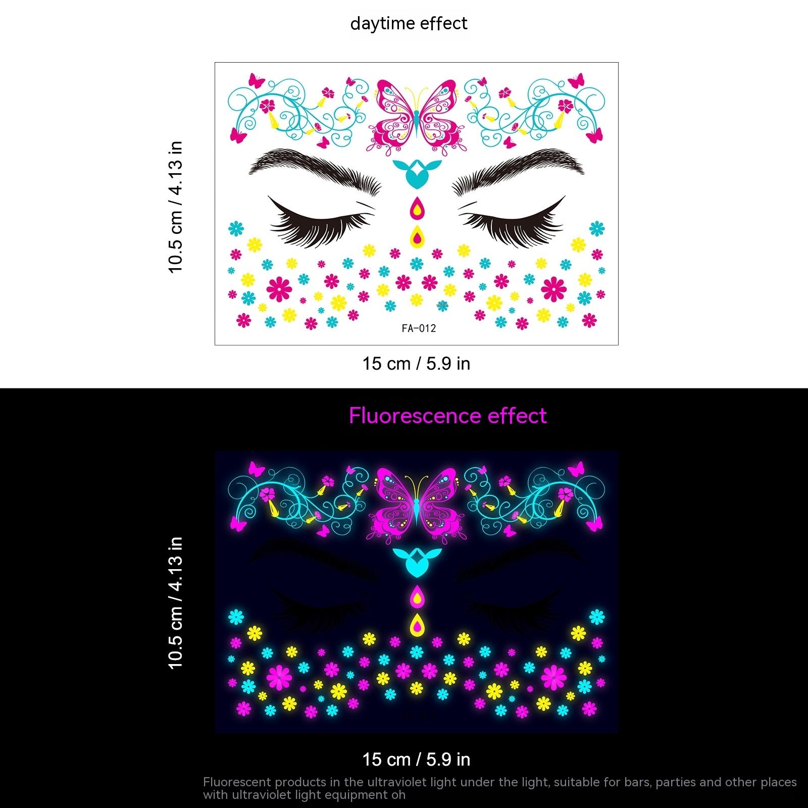 Music Festival Fluorescent Face Pasters Waterproof Nightclub Masquerade