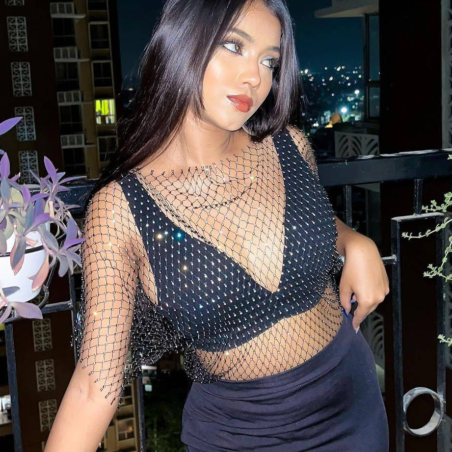 Spicy Vest Fishnet Short Sleeve Top