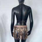 Sequin Halter Fishnet Dress