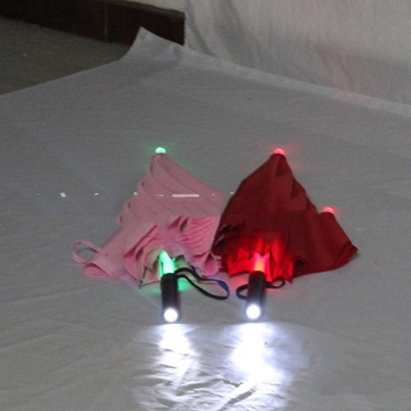 LED Illuminated Umbrella 8-Rib Mid-Handle Fashionable Long-Handle Glow-in-the-Dark Flashlight Umbrella