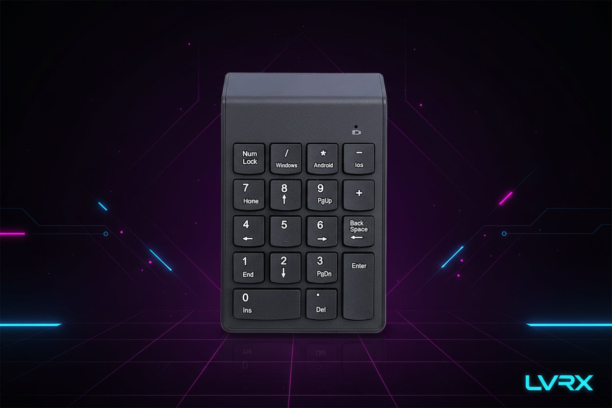 Black numeric keypad on a white background