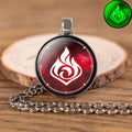Genshin Impact Glow In The Dark Necklace Glass Pendant Luminous Necklaces